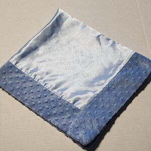 Blue baby blanket Lullaby Club Satin and Minky dot